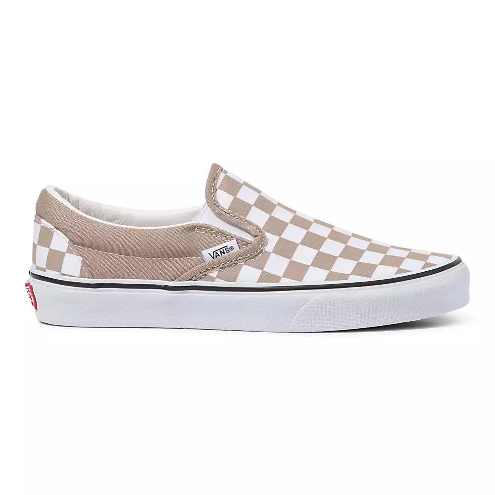 Zapatos Slip On Vans Checkerboard Classic Mujer Beige/Blancas | FWM408513