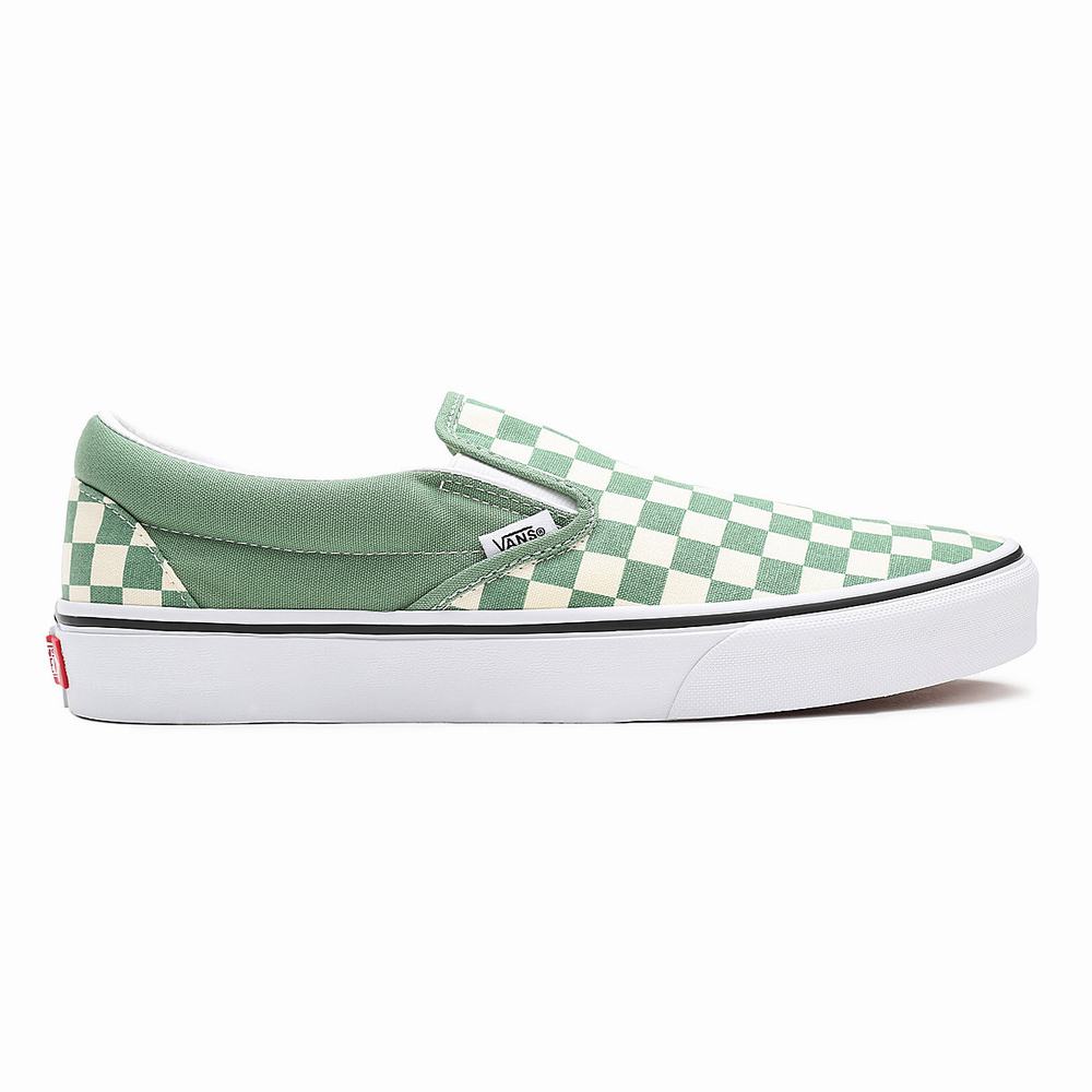 Zapatos Slip On Vans Checkerboard Classic Mujer Verde | GFR973401