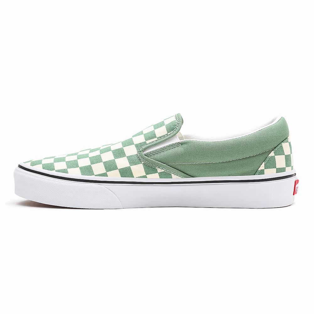 Zapatos Slip On Vans Checkerboard Classic Mujer Verde | GFR973401