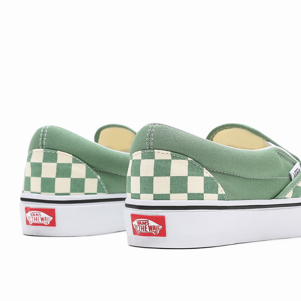 Zapatos Slip On Vans Checkerboard Classic Mujer Verde | GFR973401