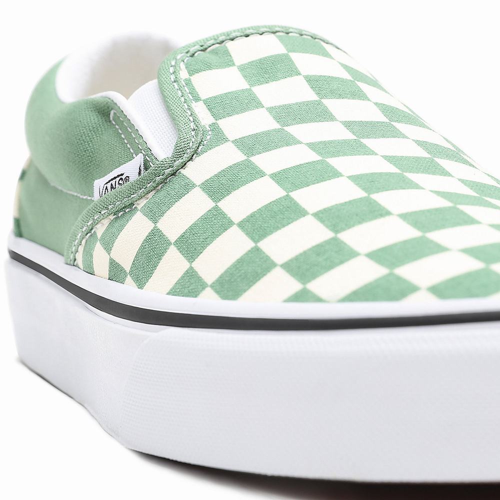 Zapatos Slip On Vans Checkerboard Classic Mujer Verde | GFR973401