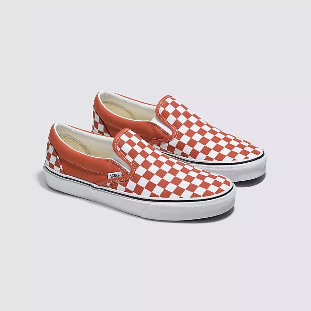 Zapatos Slip On Vans Checkerboard Classic Mujer Naranjas | IEK470319