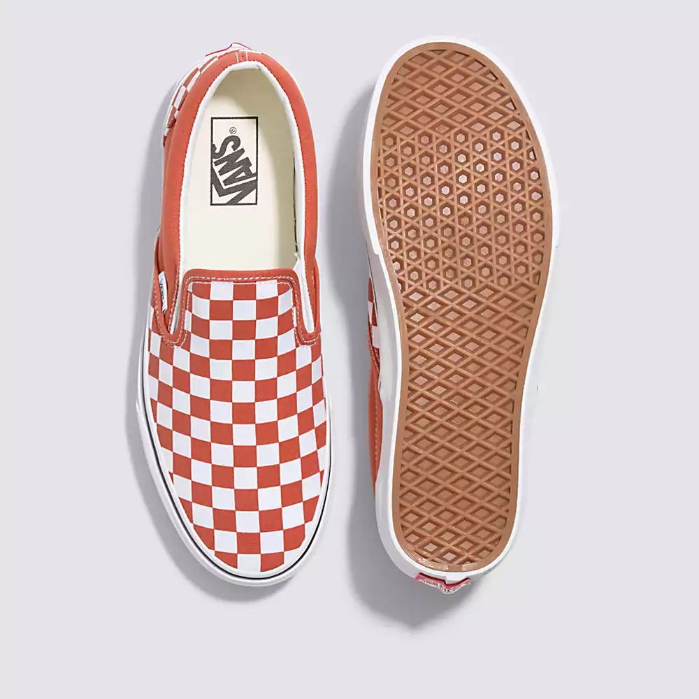 Zapatos Slip On Vans Checkerboard Classic Mujer Naranjas | IEK470319