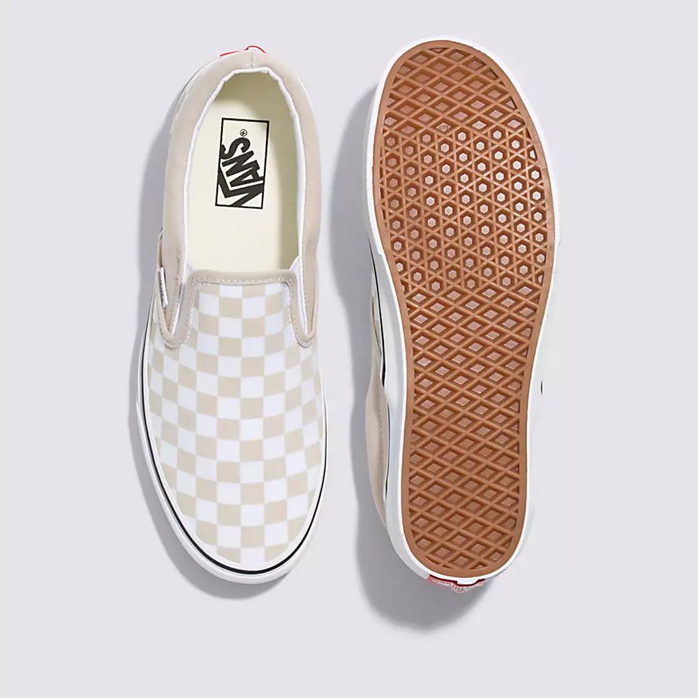 Zapatos Slip On Vans Checkerboard Classic Hombre Gris Blancas | IES136502