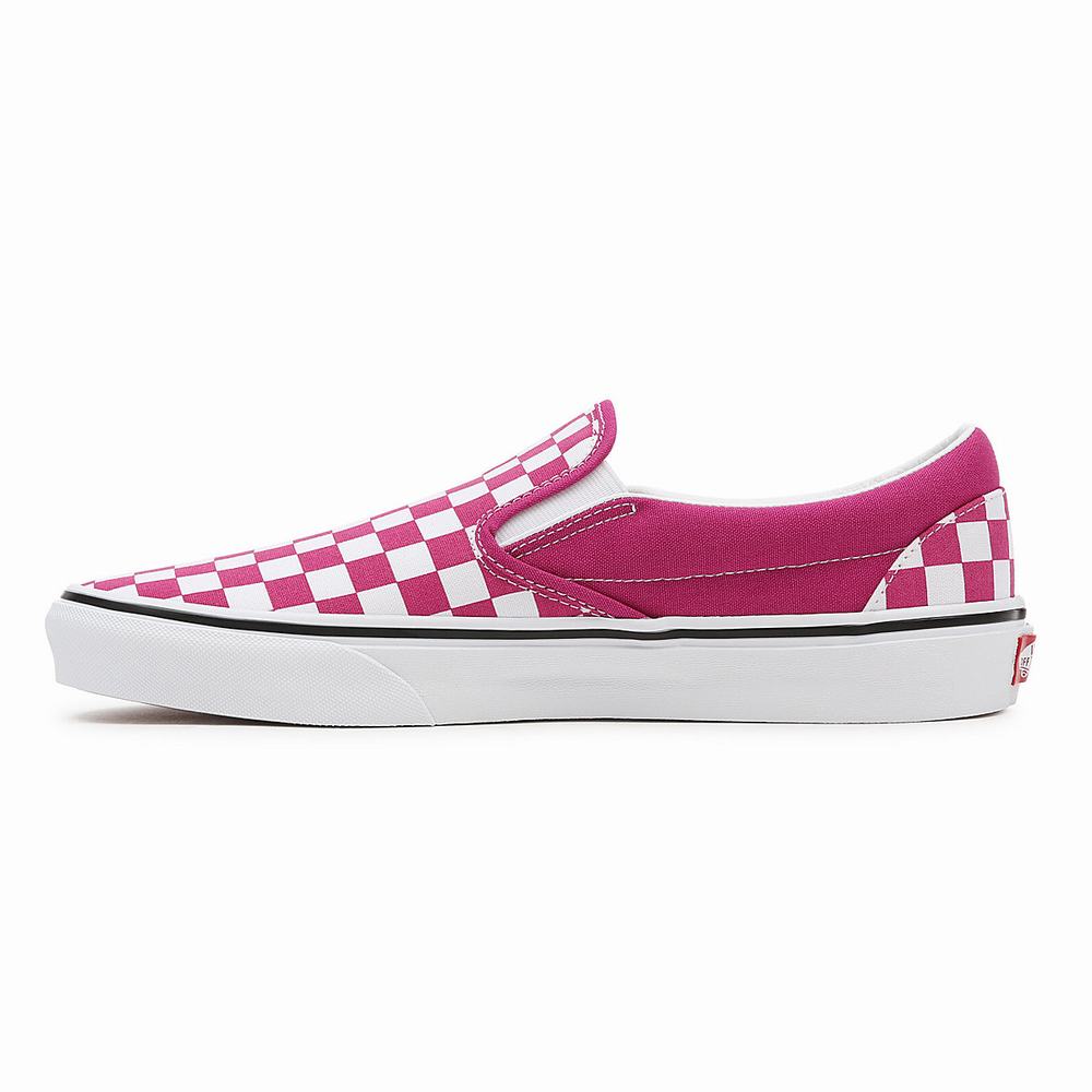 Zapatos Slip On Vans Checkerboard Classic Mujer Rosas | IOS682490