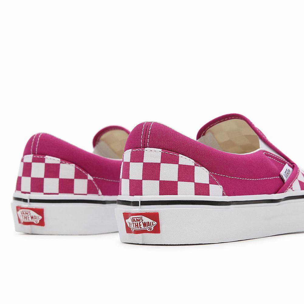 Zapatos Slip On Vans Checkerboard Classic Mujer Rosas | IOS682490