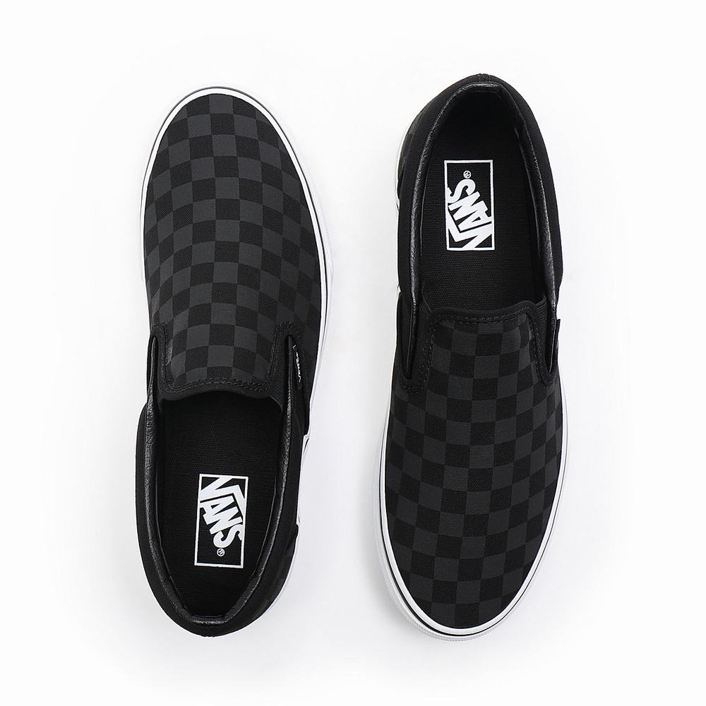 Zapatos Slip On Vans Checkerboard Classic Hombre Negras | IQO450613