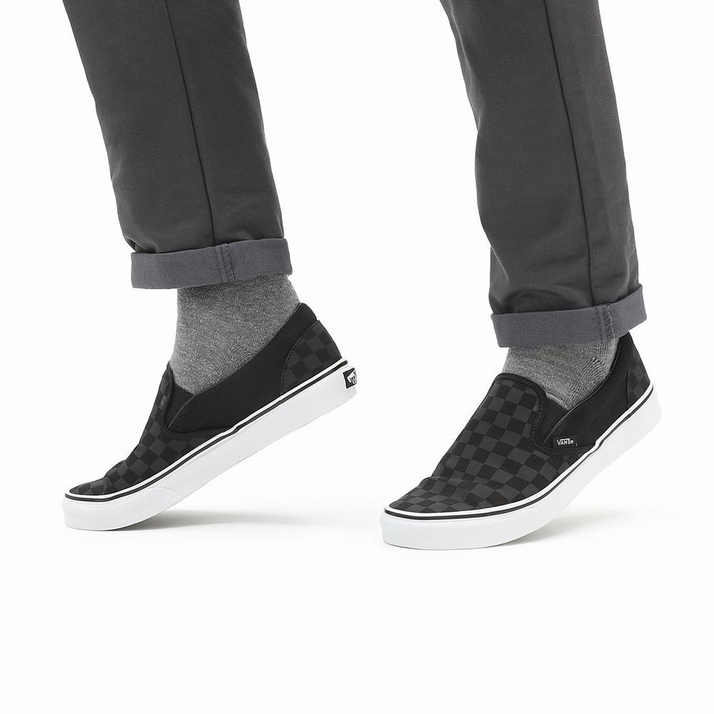 Zapatos Slip On Vans Checkerboard Classic Hombre Negras | IQO450613