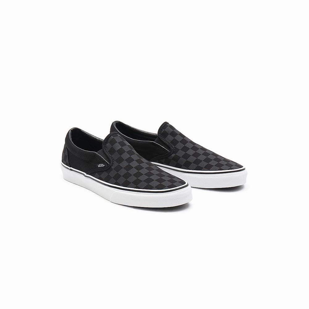 Zapatos Slip On Vans Checkerboard Classic Hombre Negras | IQO450613