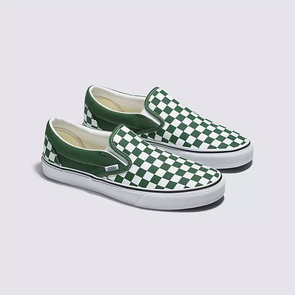 Zapatos Slip On Vans Checkerboard Classic Hombre Verde | IUS135247