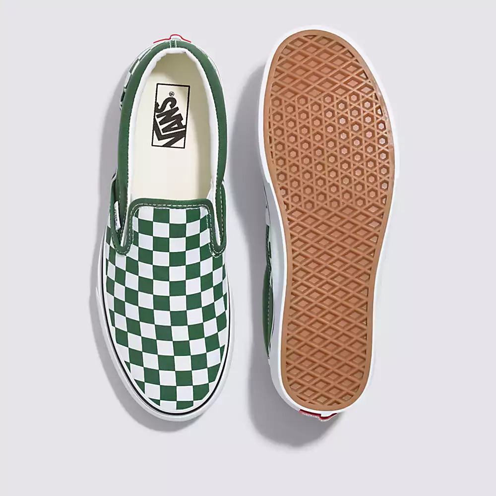 Zapatos Slip On Vans Checkerboard Classic Hombre Verde | IUS135247