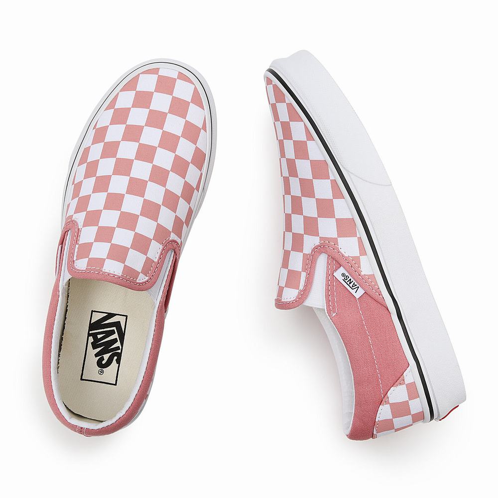 Zapatos Slip On Vans Checkerboard Classic Mujer Rosas | JKB563718