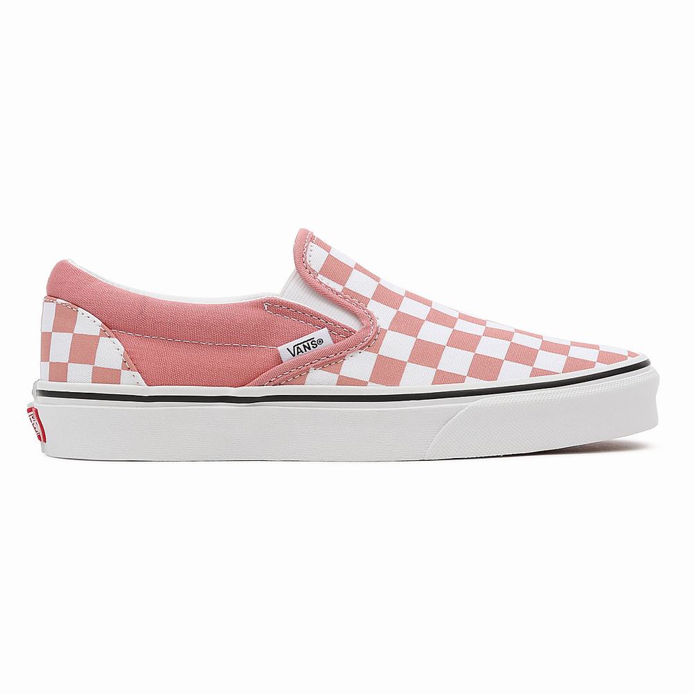 Zapatos Slip On Vans Checkerboard Classic Mujer Rosas | JKB563718