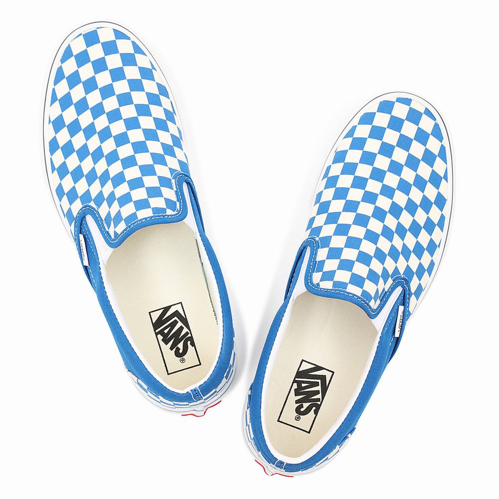 Zapatos Slip On Vans Checkerboard Classic Hombre Azules | KFR495703