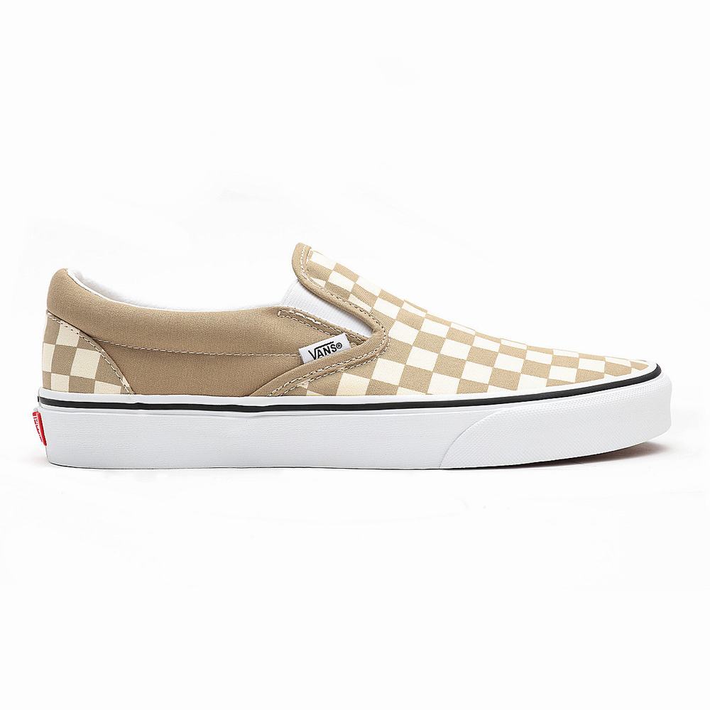 Zapatos Slip On Vans Checkerboard Classic Mujer Beige | LZP234859