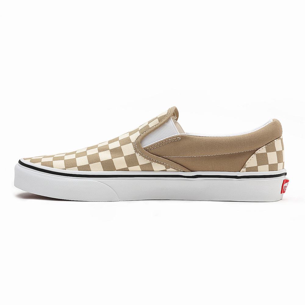 Zapatos Slip On Vans Checkerboard Classic Mujer Beige | LZP234859