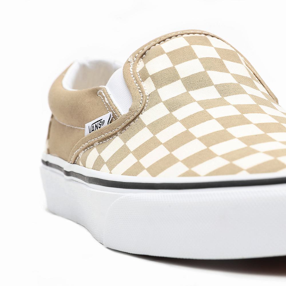 Zapatos Slip On Vans Checkerboard Classic Mujer Beige | LZP234859