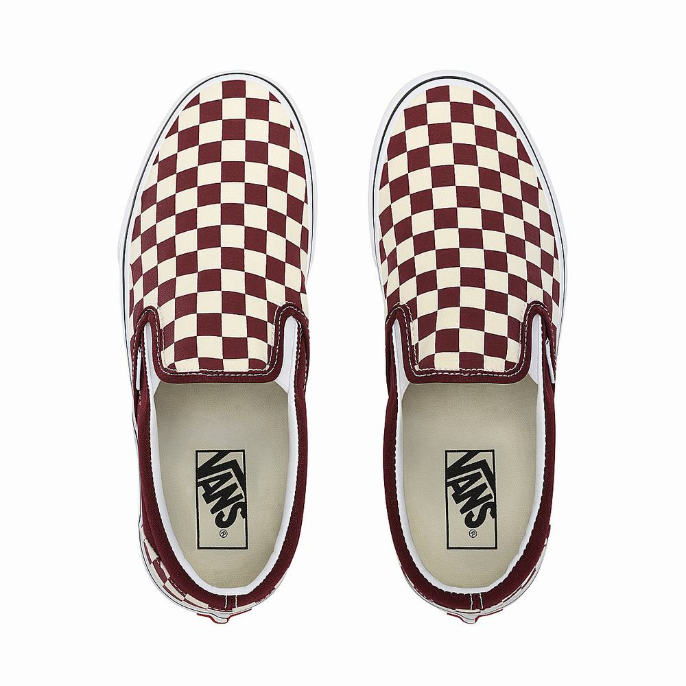 Zapatos Slip On Vans Checkerboard Classic Hombre Rojas | NST853902