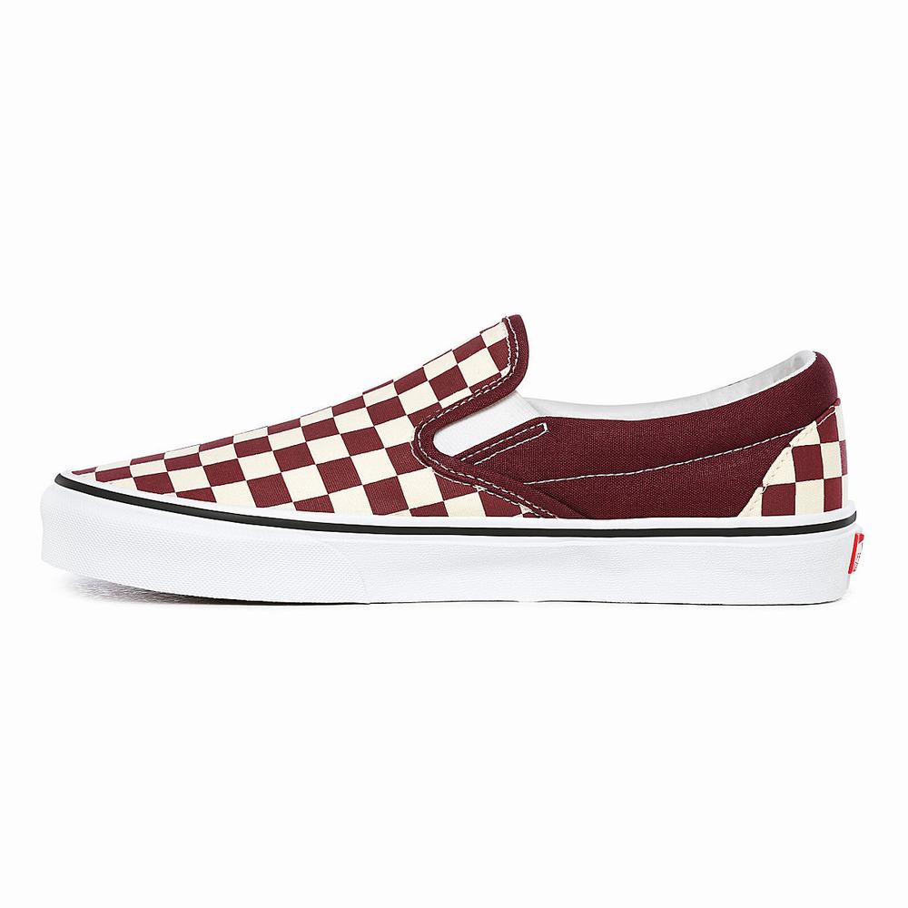 Zapatos Slip On Vans Checkerboard Classic Hombre Rojas | NST853902