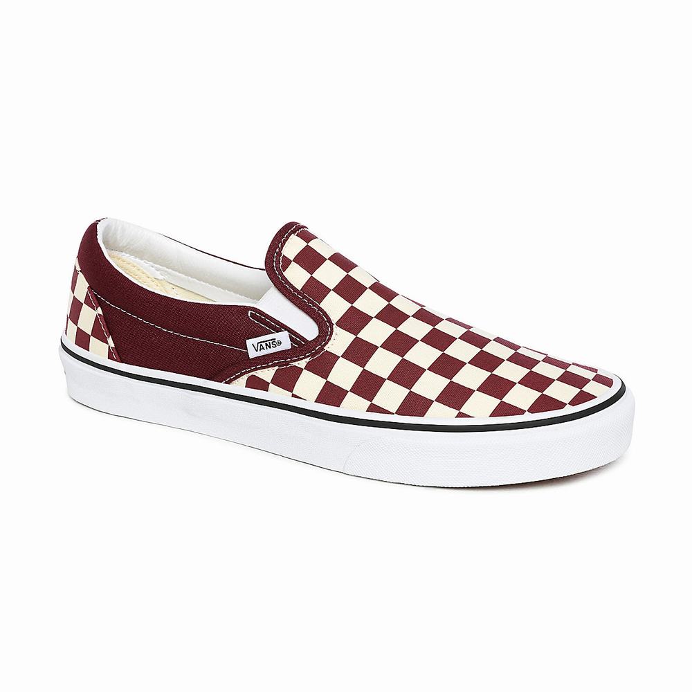 Zapatos Slip On Vans Checkerboard Classic Hombre Rojas | NST853902