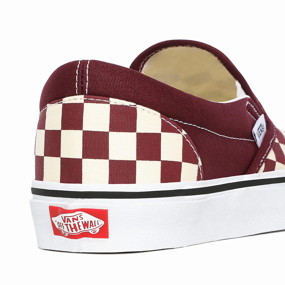 Zapatos Slip On Vans Checkerboard Classic Hombre Rojas | NST853902