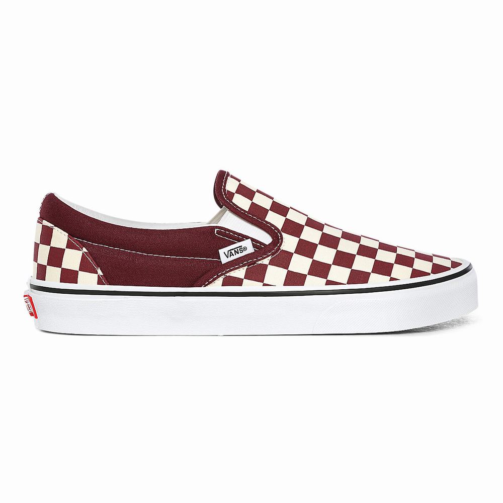 Zapatos Slip On Vans Checkerboard Classic Hombre Rojas | NST853902