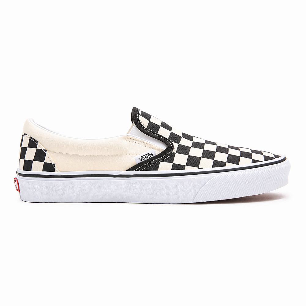 Zapatos Slip On Vans Checkerboard Classic Hombre Negras/Blancas | NWK423987