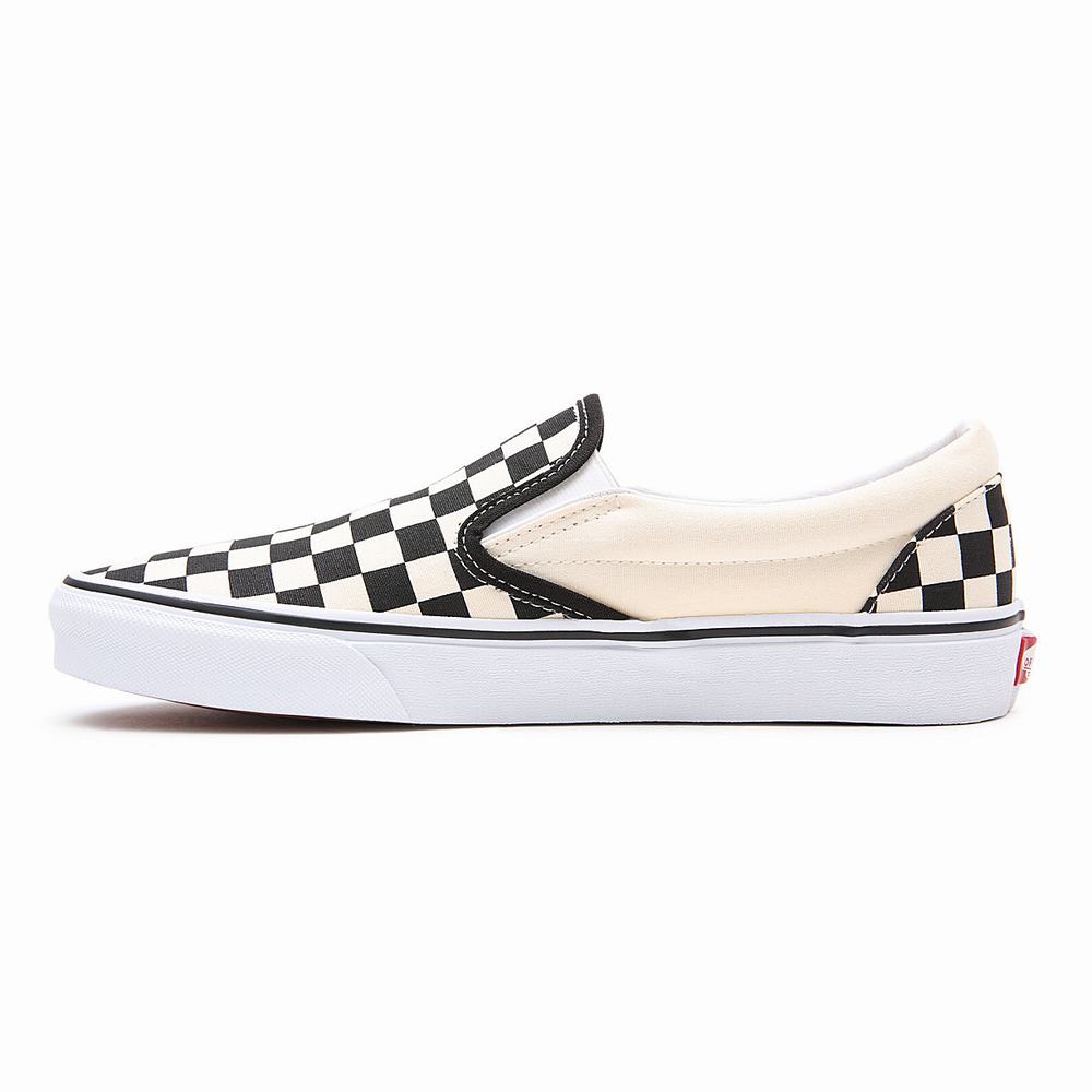 Zapatos Slip On Vans Checkerboard Classic Hombre Negras/Blancas | NWK423987