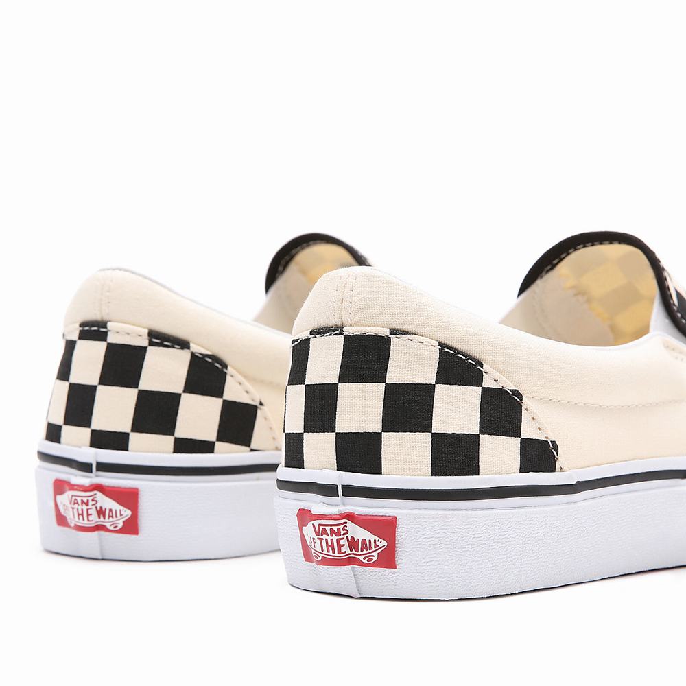 Zapatos Slip On Vans Checkerboard Classic Hombre Negras/Blancas | NWK423987