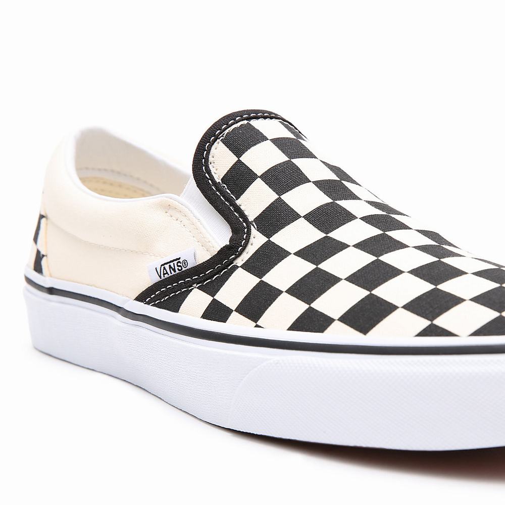 Zapatos Slip On Vans Checkerboard Classic Hombre Negras/Blancas | NWK423987