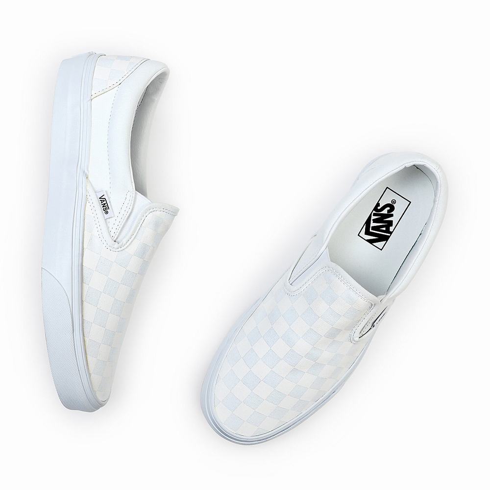 Zapatos Slip On Vans Checkerboard Classic Hombre Blancas | PHF432751