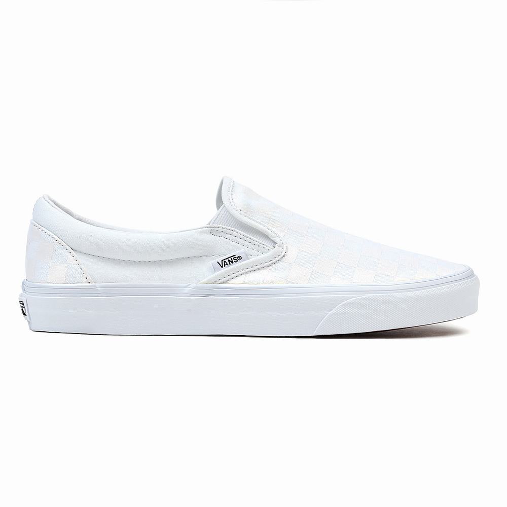 Zapatos Slip On Vans Checkerboard Classic Hombre Blancas | PHF432751