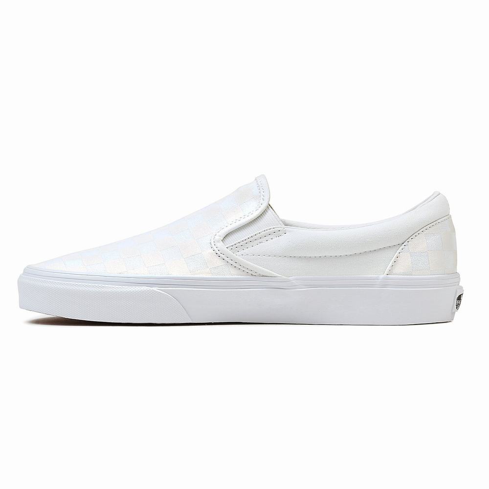 Zapatos Slip On Vans Checkerboard Classic Hombre Blancas | PHF432751