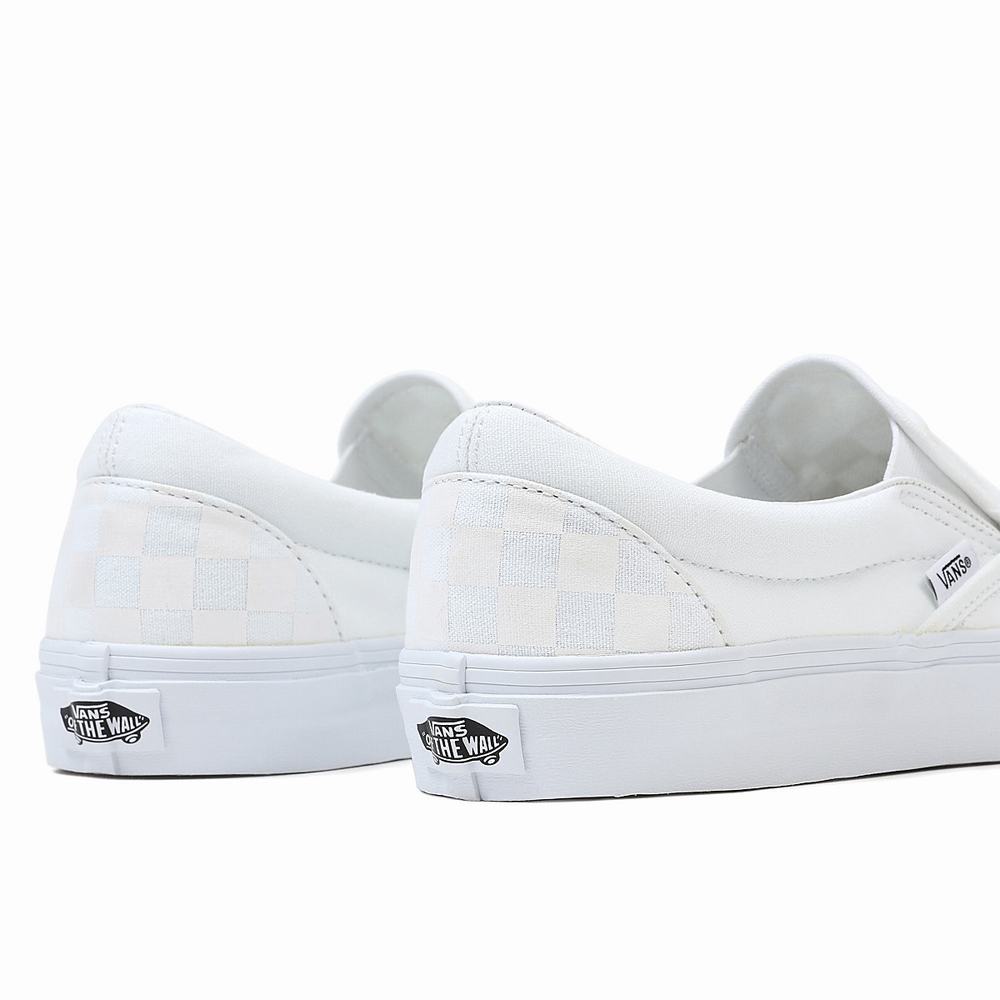 Zapatos Slip On Vans Checkerboard Classic Hombre Blancas | PHF432751