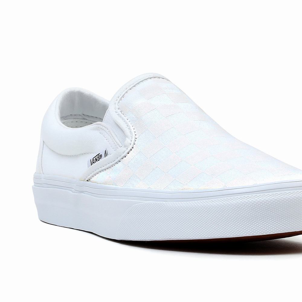 Zapatos Slip On Vans Checkerboard Classic Hombre Blancas | PHF432751