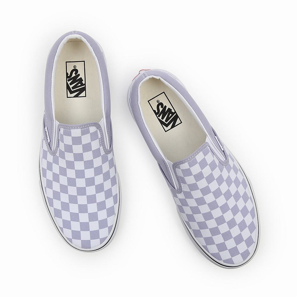 Zapatos Slip On Vans Checkerboard Classic Mujer Moradas | PHQ592817