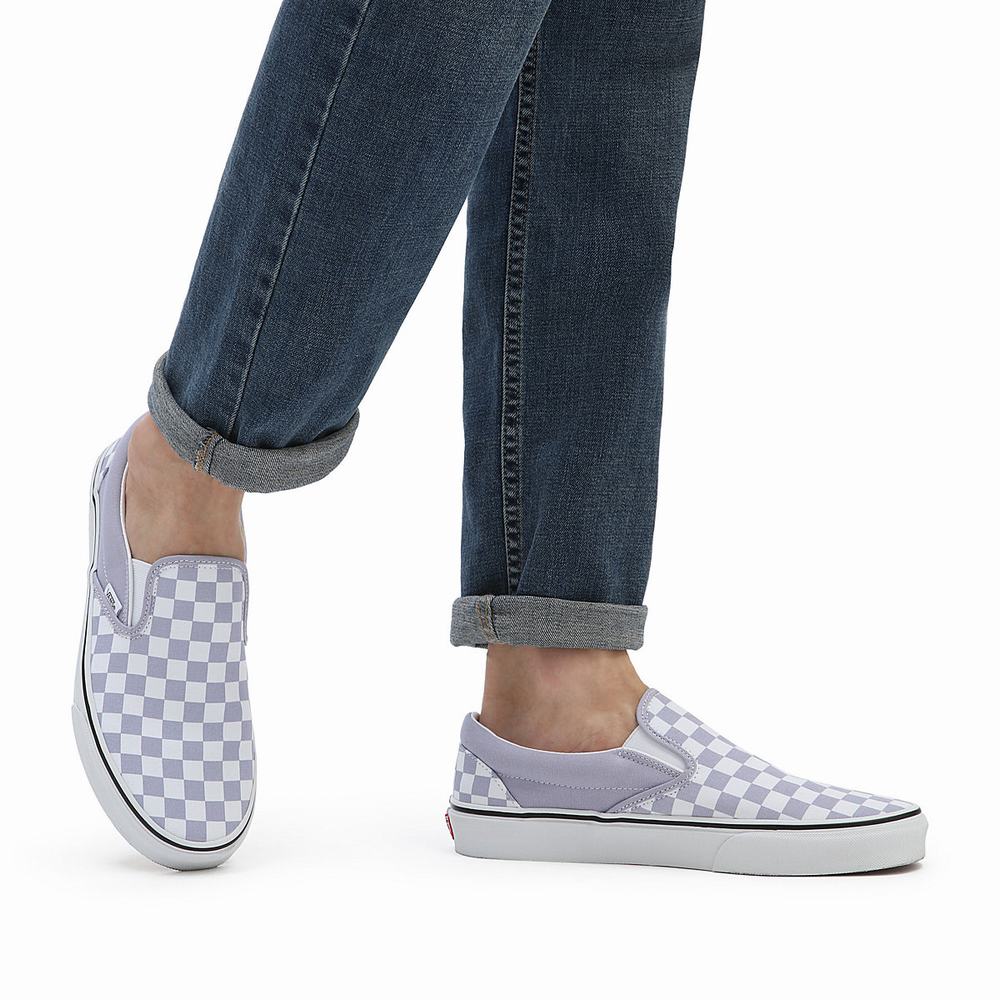 Zapatos Slip On Vans Checkerboard Classic Mujer Moradas | PHQ592817