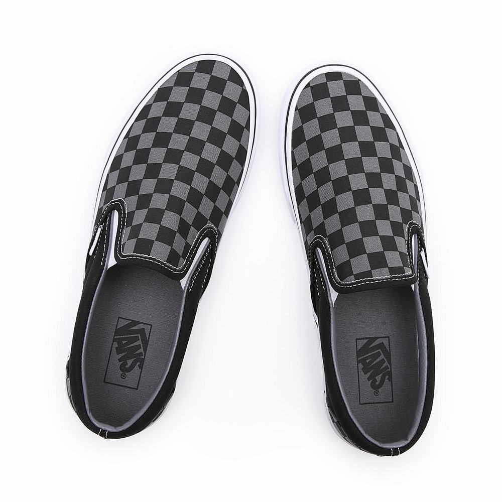 Zapatos Slip On Vans Checkerboard Classic Mujer Negras/Gris | PXY950364