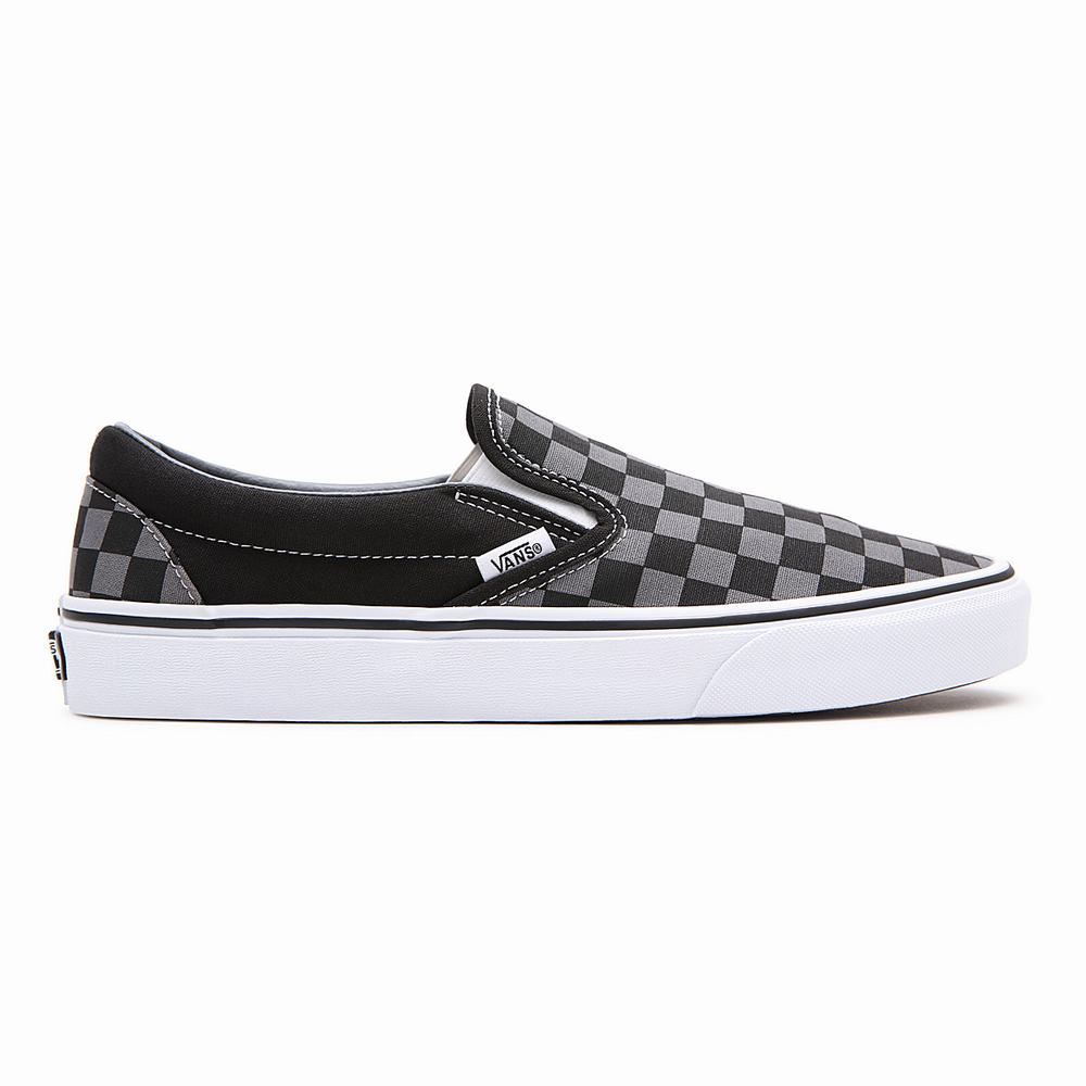 Zapatos Slip On Vans Checkerboard Classic Mujer Negras/Gris | PXY950364