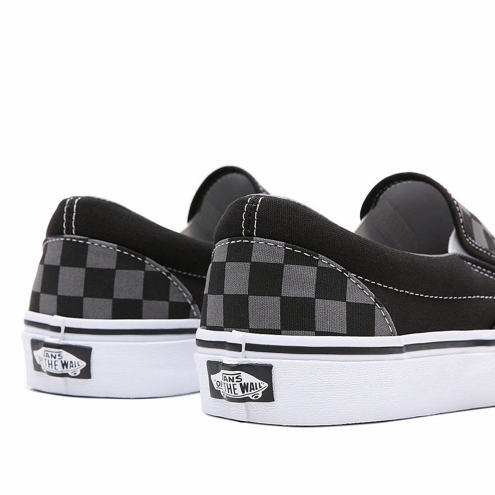 Zapatos Slip On Vans Checkerboard Classic Mujer Negras/Gris | PXY950364