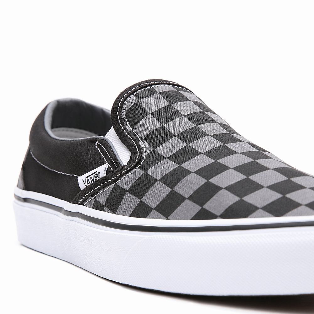 Zapatos Slip On Vans Checkerboard Classic Mujer Negras/Gris | PXY950364