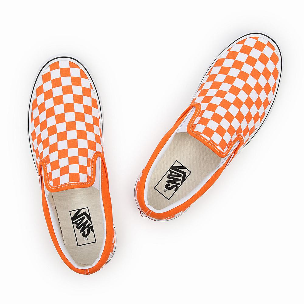 Zapatos Slip On Vans Checkerboard Classic Hombre Naranjas | QSV612570