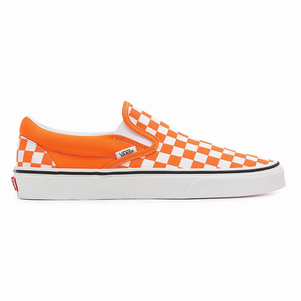 Zapatos Slip On Vans Checkerboard Classic Hombre Naranjas | QSV612570