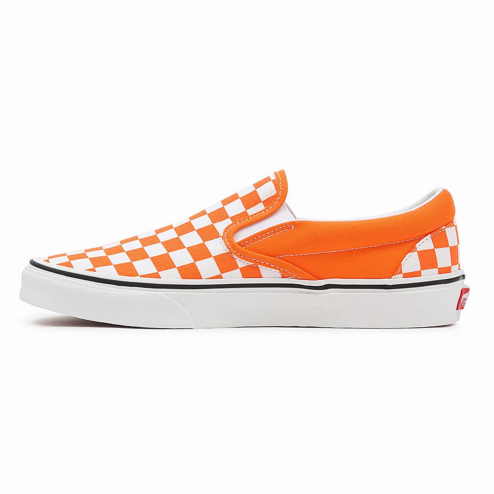 Zapatos Slip On Vans Checkerboard Classic Hombre Naranjas | QSV612570