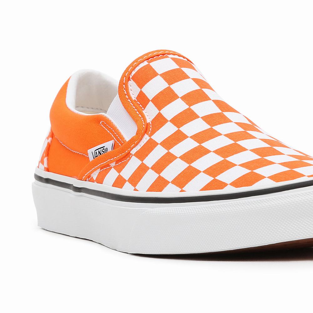 Zapatos Slip On Vans Checkerboard Classic Hombre Naranjas | QSV612570