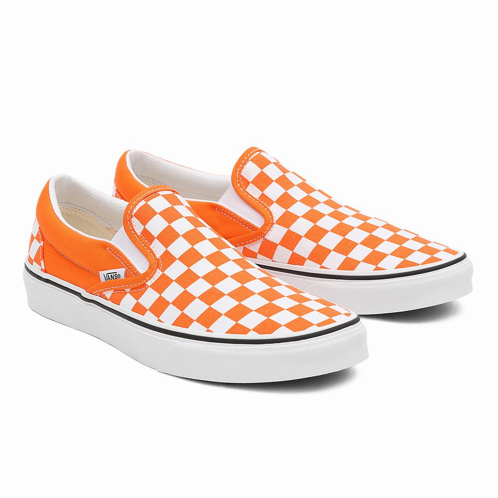 Zapatos Slip On Vans Checkerboard Classic Hombre Naranjas | QSV612570