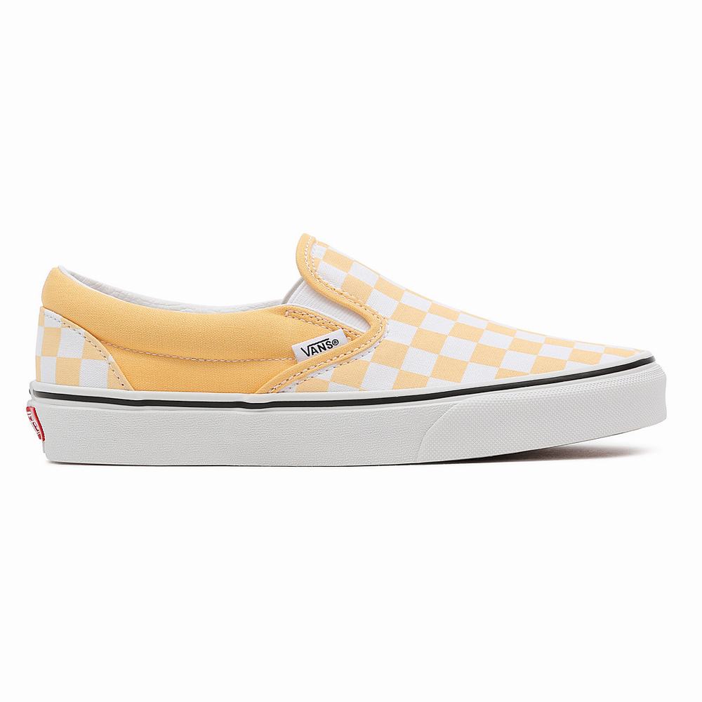 Zapatos Slip On Vans Checkerboard Classic Mujer Amarillo | QUR342610