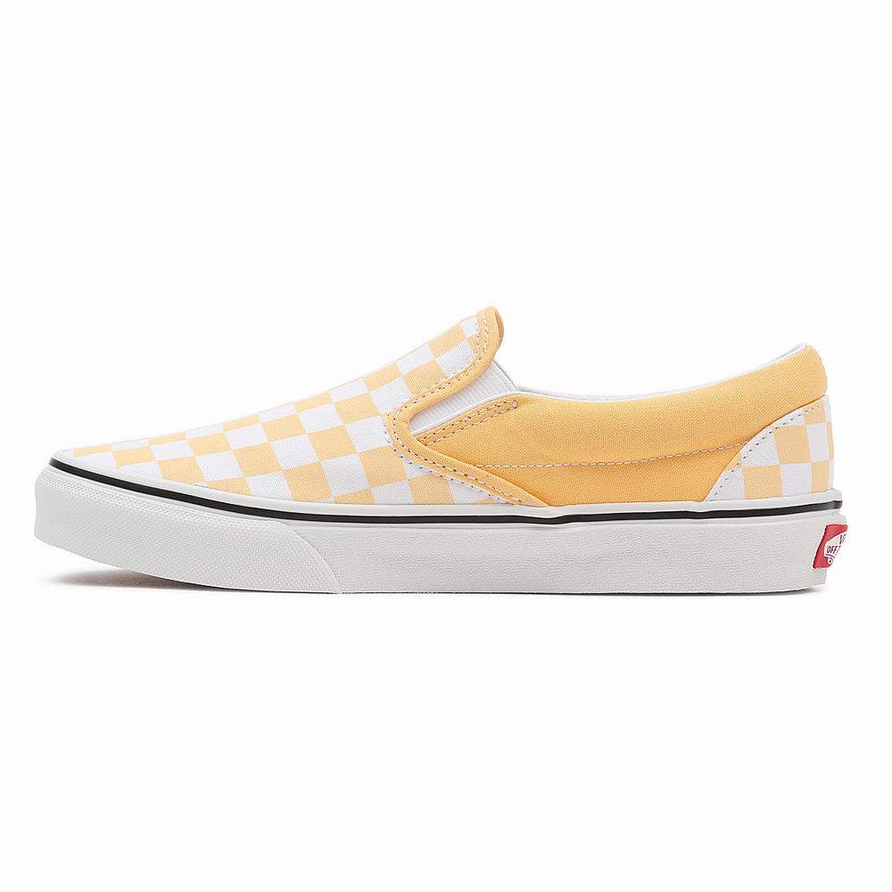 Zapatos Slip On Vans Checkerboard Classic Mujer Amarillo | QUR342610