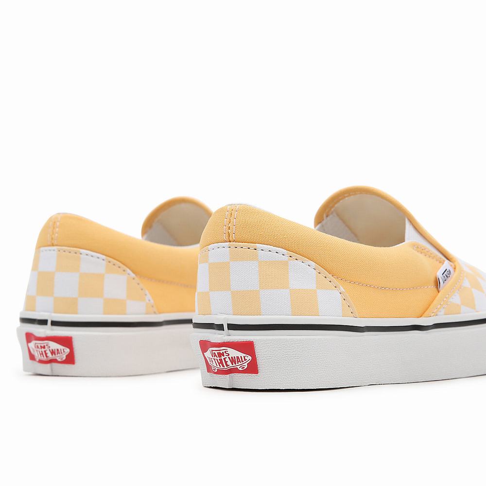 Zapatos Slip On Vans Checkerboard Classic Mujer Amarillo | QUR342610