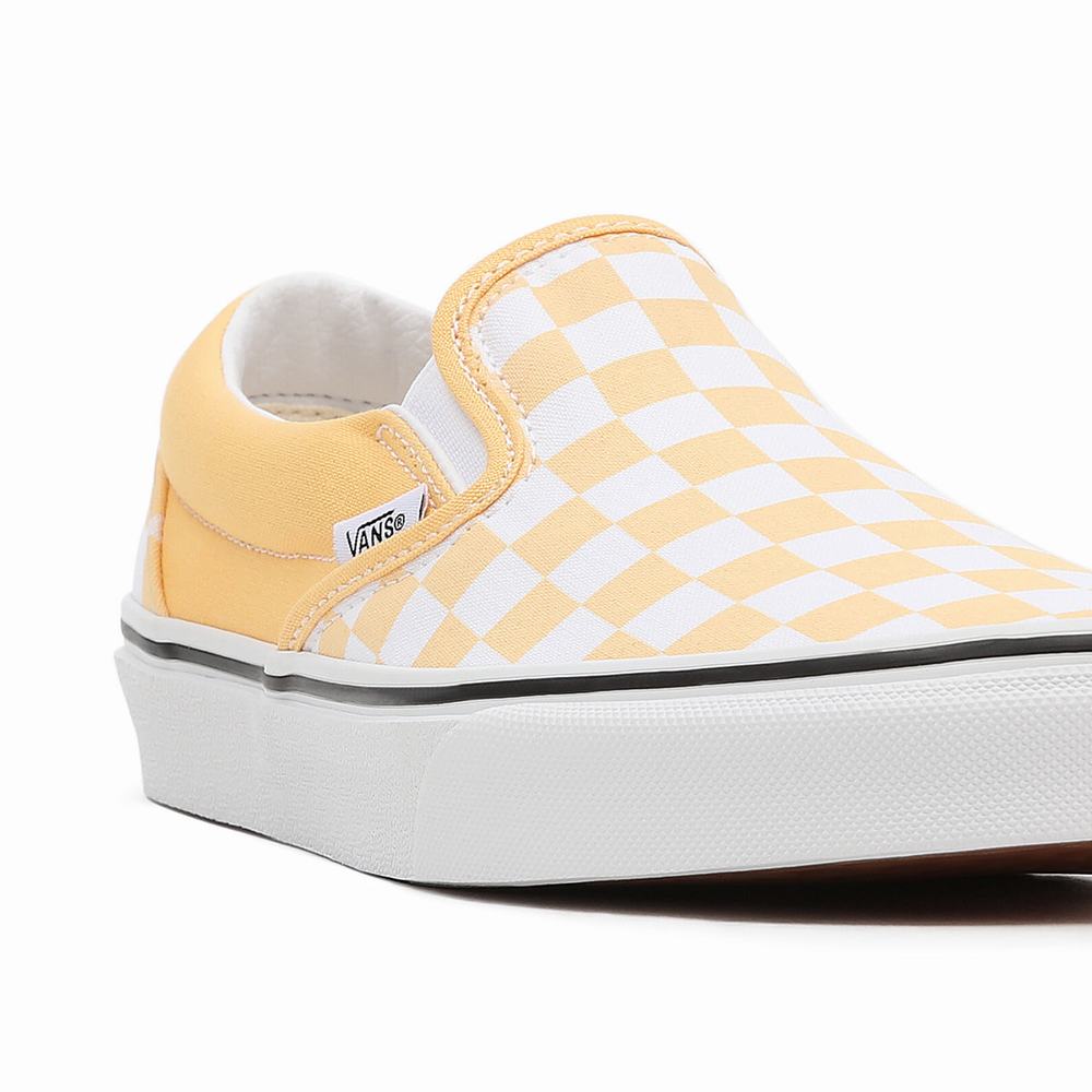 Zapatos Slip On Vans Checkerboard Classic Mujer Amarillo | QUR342610